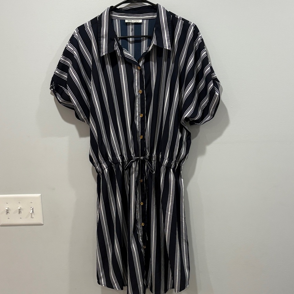 Speed Control Navy and White Striped Mini Dress